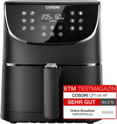 COSORI CP158-AF 5.5L XXL PREMIUM FORRÓLEVEGŐS SÜTŐ, AIR FRYER, FEKETE, BONTOTT DOBOZ