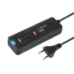 Esperanza EZC109 Quick Power Charger 60W 2x USB-C PD 30W / 2x USB-A QC 3.0 18W Black