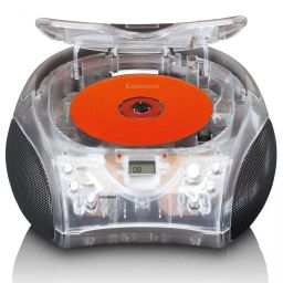 Lenco SCD-24TR portable stereo FM radio with CD player Transparent