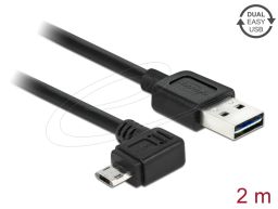DeLock EASY-USB 2.0 Type-A male > EASY-USB 2.0 Type Micro-B male angled left/right 2m Black