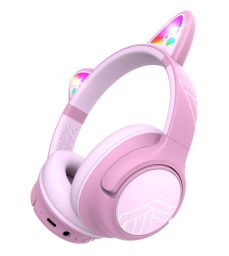 PowerLocus Bobo macskafüles Bluetooth fejhallgató gyerekeknek, rózsaszín
