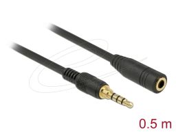 DeLock Stereo Jack Extension 3.5 mm 4 pin male to female cable 0,5m Black