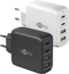 USB hálózati gyorstöltő 2x QC 3.0 (30W) + 2x USB-C 3.1(68W) fekete GOOBAY(64817)