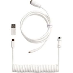 Keychron Coiled Aviator 8K USB-C -> 5-Pin (GX12) M/F adatkábel 1.7m fehér +A-C típusú adapter