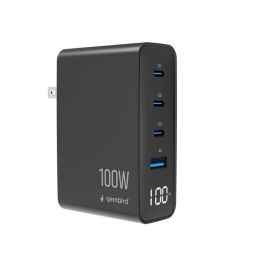 Gembird 4-port 100W GaN USB fast charger LCD Black