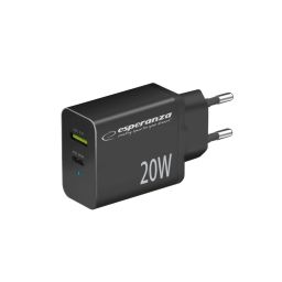 Esperanza Quich Power Charger 20W USB-C PD 20W / USB-A QC 3.0 18W Black