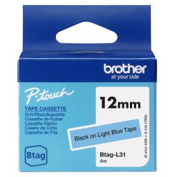 Brother BTAG-L31 Címketekercs (12mm) Black on Light Blue - 4m