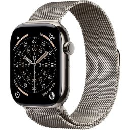 Apple Watch S11 Cellular 46mm Natural Titanium Case with Natural Milanese Loop S/M