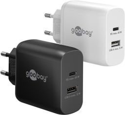 USB hálózati gyorstöltő 1xUSB-C 3.1 (65W) + 1xUSB 2.0 (12w) fekete GOOBAY(65409)