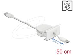 DeLock USB 2.0 Retractable Cable USB Type-A to USB Type-C 0,5m White