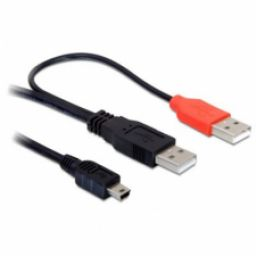 DeLock Cable 2 x USB2.0-A male > USB mini 5-pin 1m