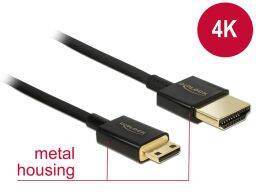 DeLock Cable High Speed HDMI with Ethernet - HDMI-A male > HDMI Mini-C male 3D 4K 0.5m Slim High Quality