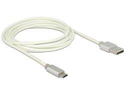 DeLock Data and Charging Cable USB 2.0 Type-A male>USB 2.0 Micro-B male with textile shielding white 200cm