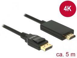 DeLock Displayport 1.2 male > High Speed HDMI-A male passive 4K 5m Black Cable 