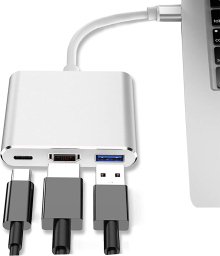 Edman Hub Multiport adapter, 3 az 1-ben, USB Type-C, HDMI, USB, USB-C