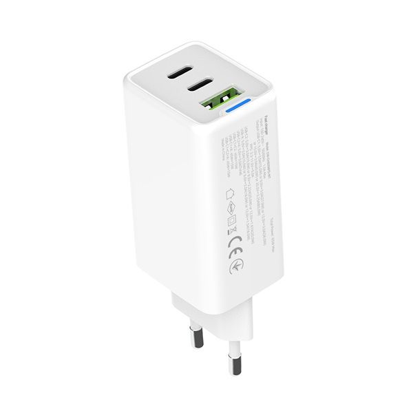 COLORWAY AC töltő GaN Mini CW-CHS058PD-WT 65W PD port PPS USB (USB-2C1A) fehér