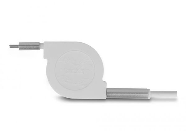 DeLock USB Type-C 3 in 1 Retractable Charging Cable for Lightning/Micro USB/USB Type-C White