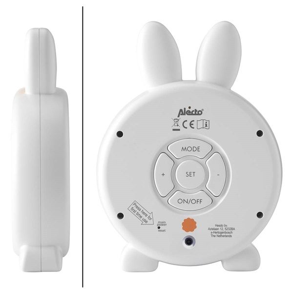Alecto BC100BUNNY Alvástréner éjszakai fény és ébresztőóra nyúl