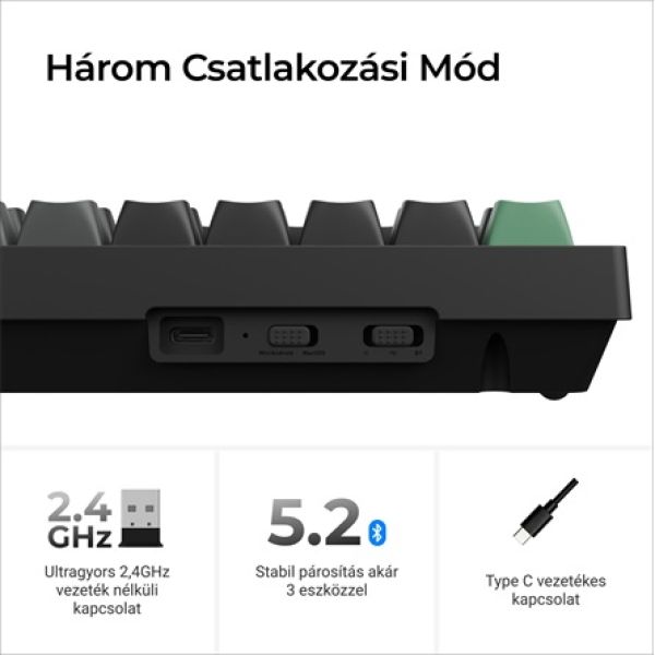 Keychron K4 Ultra 8K Bluetooth / vezeték nélküli magyar Apex Red mechanikus billentyűzet fekete