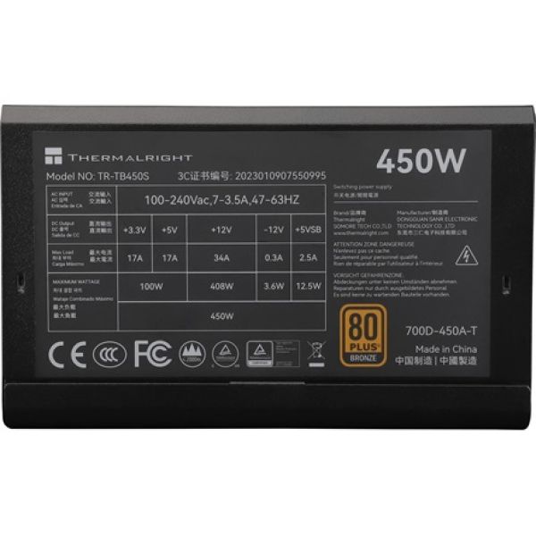 Thermalright TB-450S ATX desktop tápegység 450W 80+ Bronze BOX