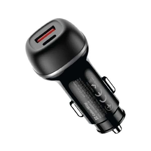 ColorWay Car Charger 2USB (Type-C PD45W + USB QC3.0 18W) 63W Black