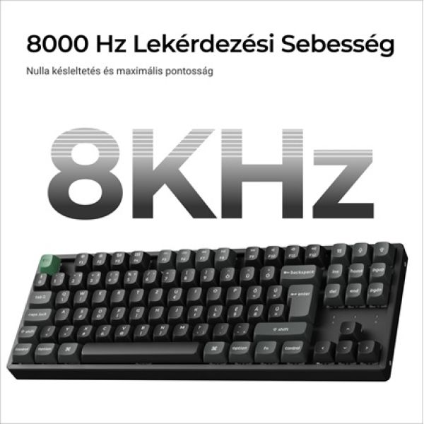 Keychron K8 Ultra 8K Bluetooth / vezeték nélküli magyar Apex Red mechanikus billentyűzet fekete