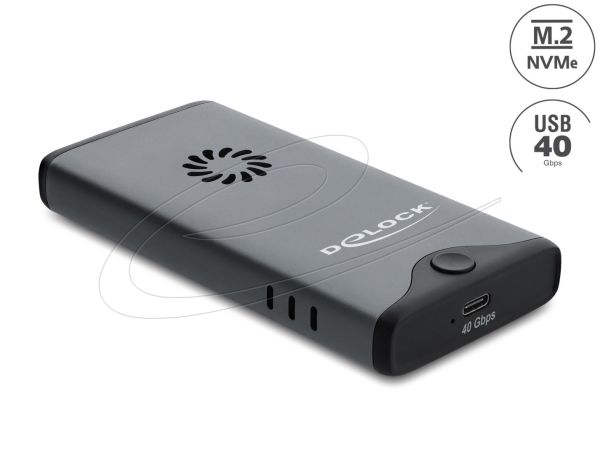 DeLock USB Type-C 40Gbps Enclosure for 1xM.2 NVMe PCIe SSD with fan Tool Free Black