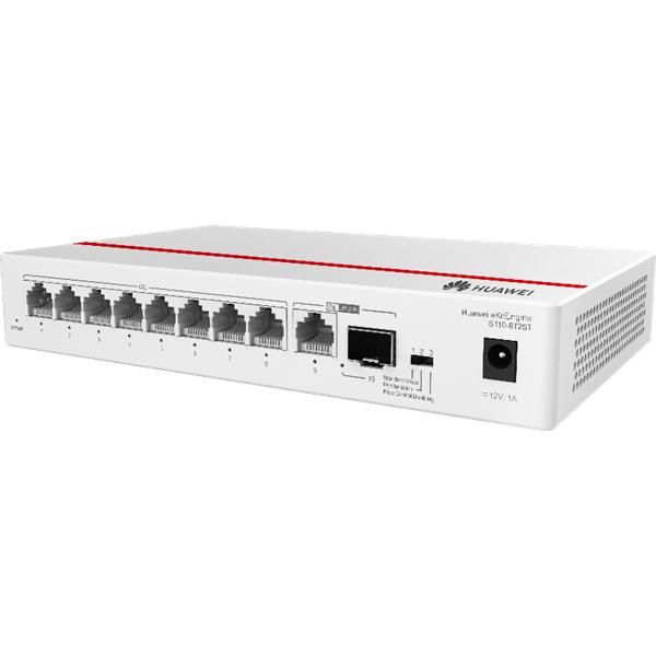 Huawei eKit Switch 8x1000Mbps + 1x1000Mbps + 1x1000Mbps SFP, Nem menedzselhető, Asztali, fanless - S110-8T2ST