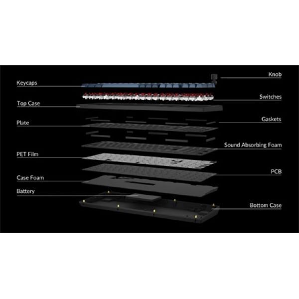 Keychron V5 Max Bluetooth / vezeték nélküli magyar Gateron Jupiter Red mechanikus billentyűzet fekete