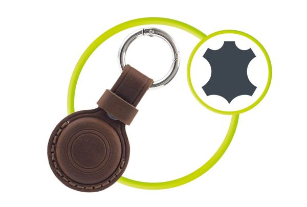 Mobile Origin AirTag Outdoor Leather Keychain A7 Midnight Brown