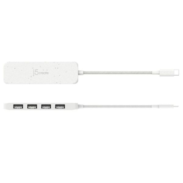 j5create Eco-Friendly USB-C to 4-Port Type-A Gen 2 Hub Pure White