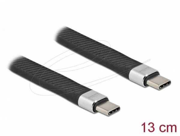 DeLock USB 2.0 FPC Flat Ribbon Cable USB Type-C to USB Type-C 13cm PD 5A E-Marker