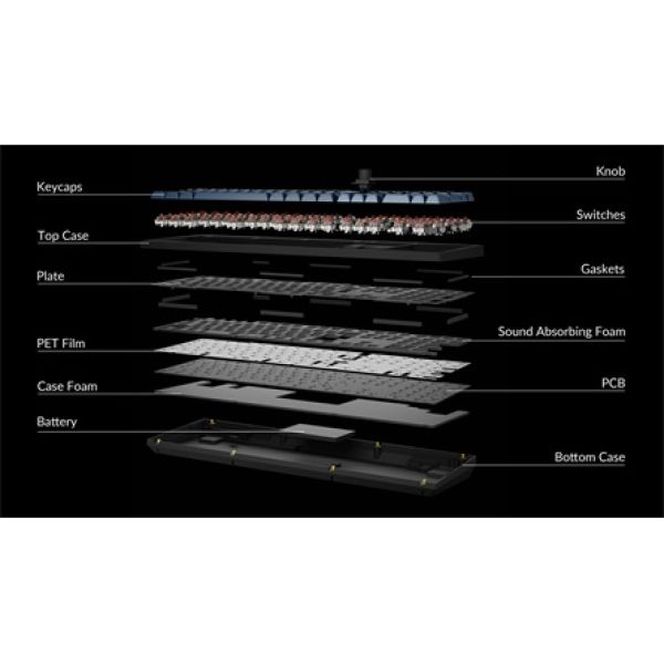 Keychron V6 Max Hot-swap, RGB backlight, Knob, Brown Switch ISO HU billentyűzet fekete