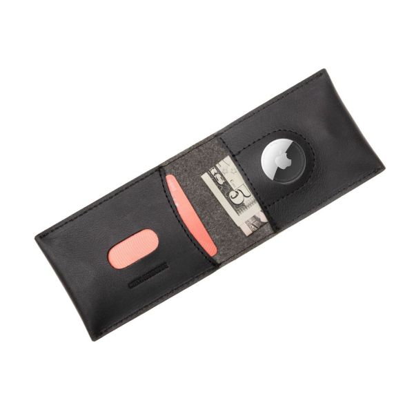 FIXED bőr pénztárca belső AirTag tartóval, fekete
