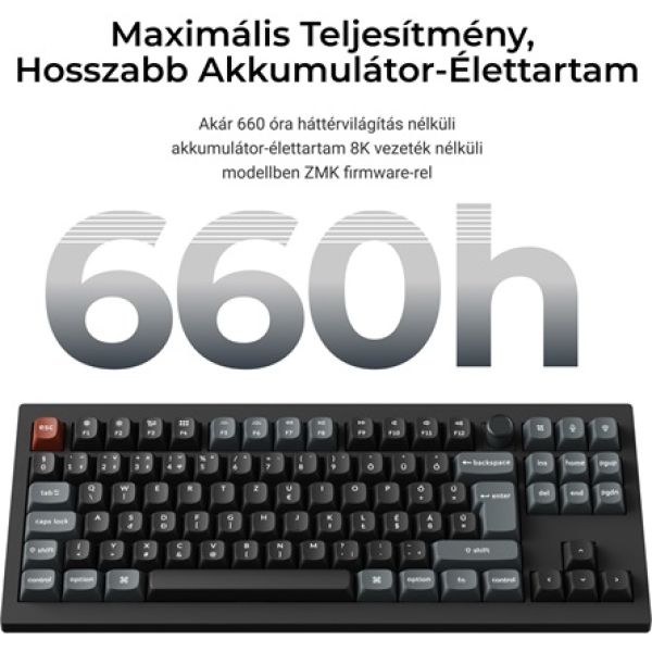 Keychron V3 Ultra 8K Bluetooth / vezeték nélküli magyar Silk POM Red mechanikus billentyűzet fekete
