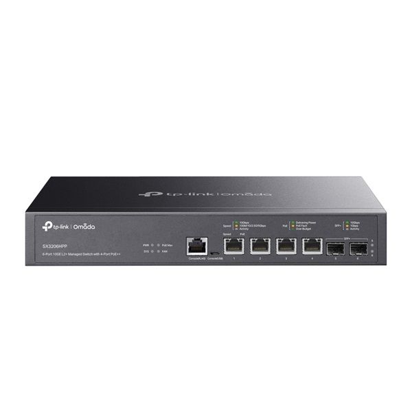TP-LINK Switch 4x10Gbps(4x10G POE++) + 2x10G SFP+, Menedzselhető Rackes, SX3206HPP