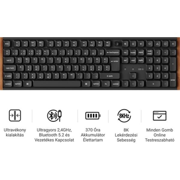 Keychron K5 Ultra 8K Bluetooth / vezeték nélküli magyar Milk POM Red mechanikus billentyűzet fekete