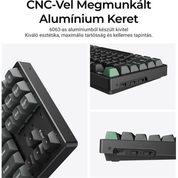 Keychron K8 Ultra 8K Bluetooth / vezeték nélküli magyar Apex Red mechanikus billentyűzet fekete