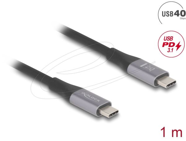 DeLock USB 40 Gbps Cable USB Type-C male to male PD 3.1 240 W E-Marker 1m Grey metal