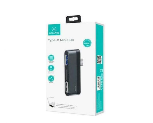 Usams SJ463HUB01 3-port Type-c mini Hub Black