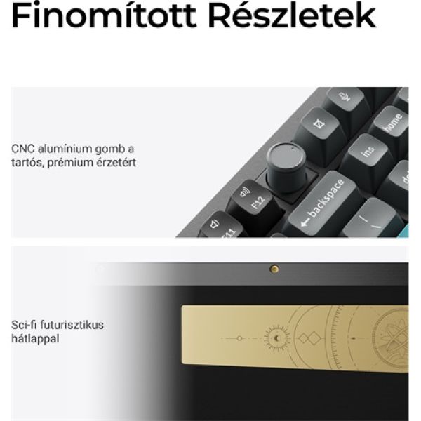 Keychron Q6 Ultra 8K Bluetooth / vezeték nélküli magyar Silk POM Brown mechanikus billentyűzet fekete