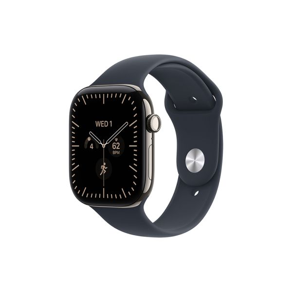Apple Watch S12 Cellular 42mm Natural Titanium Case with Navy Blue Sport Band - M/L