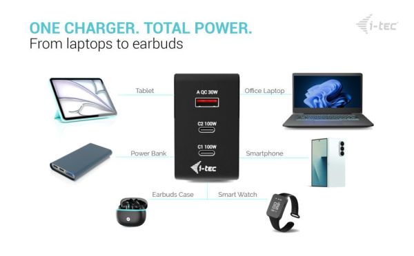 I-TEC 100W Intelligent Multiport USB Charger Black