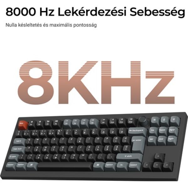 Keychron V3 Ultra 8K Bluetooth / vezeték nélküli magyar Silk POM Red mechanikus billentyűzet fekete