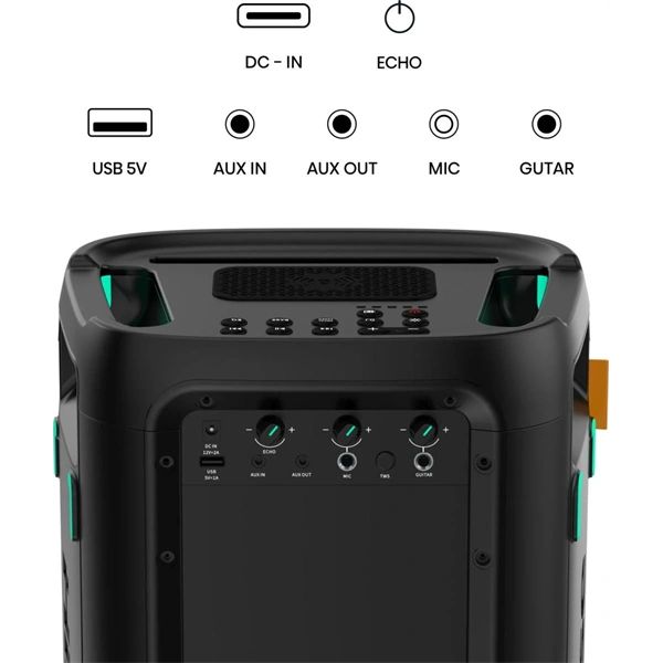 HISENSE Party Storm 1 Bluetooth Party Hangszóró 2 db mikrofonnal, 2.0CH, 300W, Fekete