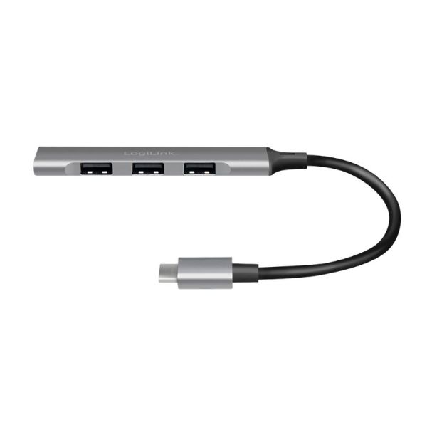 Logilink UA0392 USB 3.2 Gen1 Type-C 4-port slim hub Grey