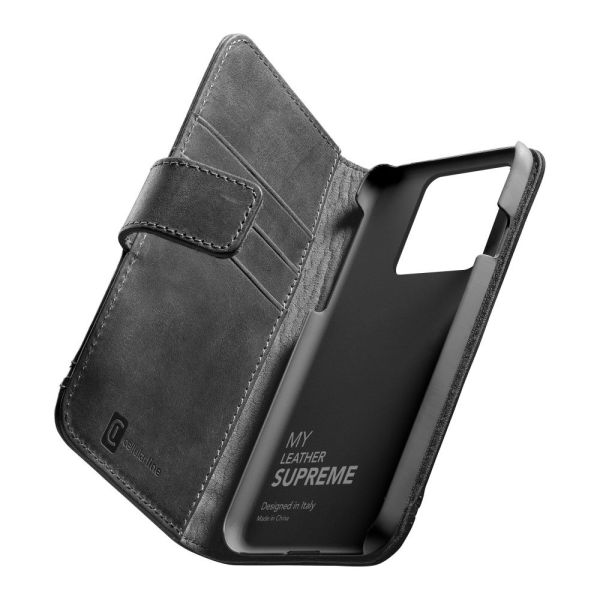 Cellularline Supreme book-type premium leather case for Apple iPhone 14 MAX, black