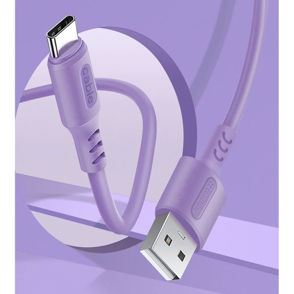 ColorWay USB to Type-C cable (soft silicone) 2.4A 1m Purple