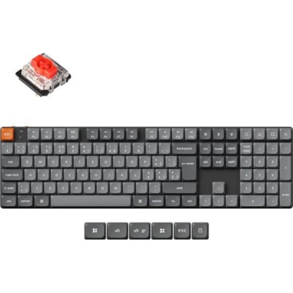 Keychron K5 Max Bluetooth / vezeték nélküli / USB magyar low profile mechanical 2.0 red mechanikus billentyűzet fekete-s