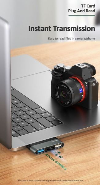 Usams SJ463HUB01 3-port Type-c mini Hub Black